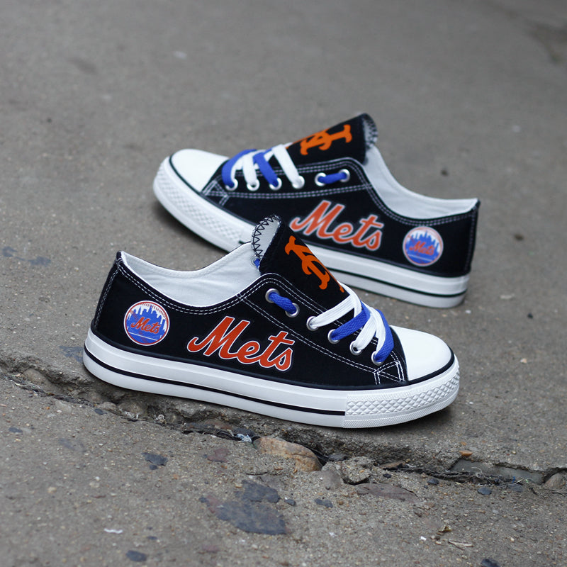 New York Mets Limited Print MLB Baseball Fans Low Top Canvas Shoes Sport Sneakers T-DJ181H