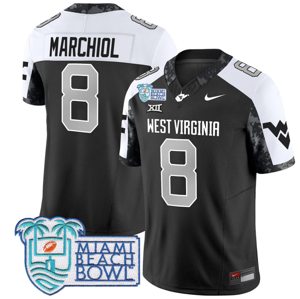 Nicco Marchiol Jersey #8 West Virginia Mountaineers 2025 Miami Beach Bowl Alternate