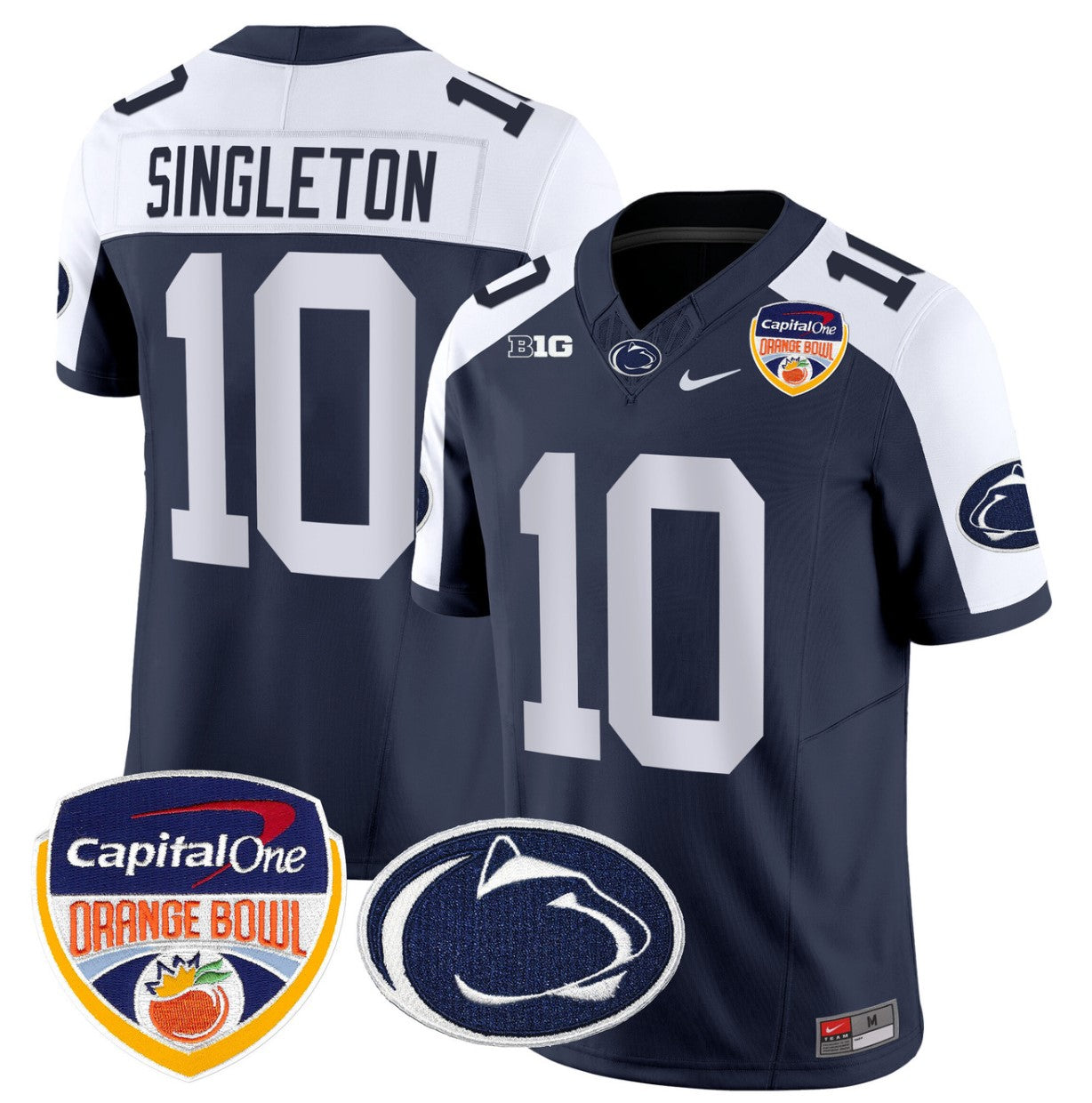 Nicholas Singleton Jersey #10 Penn State Orange Bowl Patch Navy Alternate