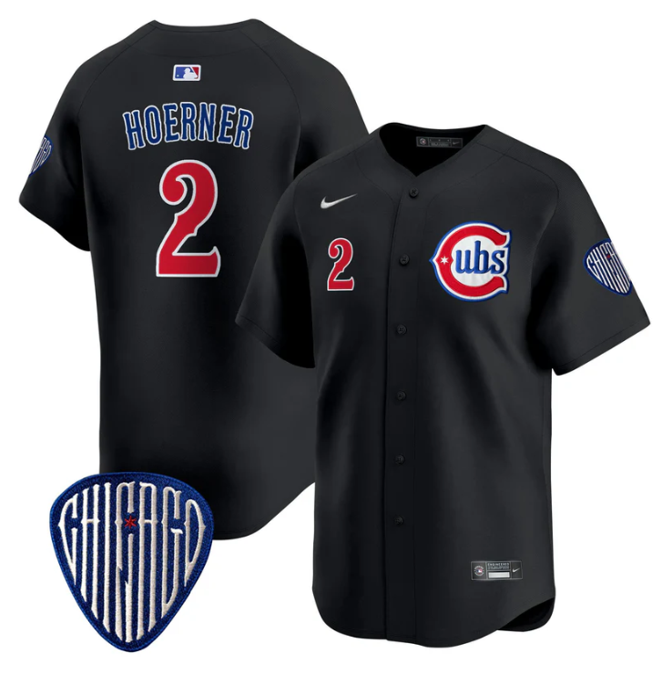 Nico Hoerner Jersey #2 Chicago Cubs Blue Alternate Vapor Premier Limited Stitched Black
