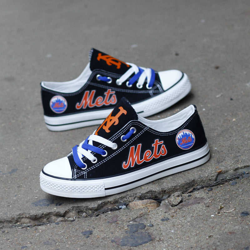 New York Mets Limited Print MLB Baseball Fans Low Top Canvas Shoes Sport Sneakers T-DJ181H
