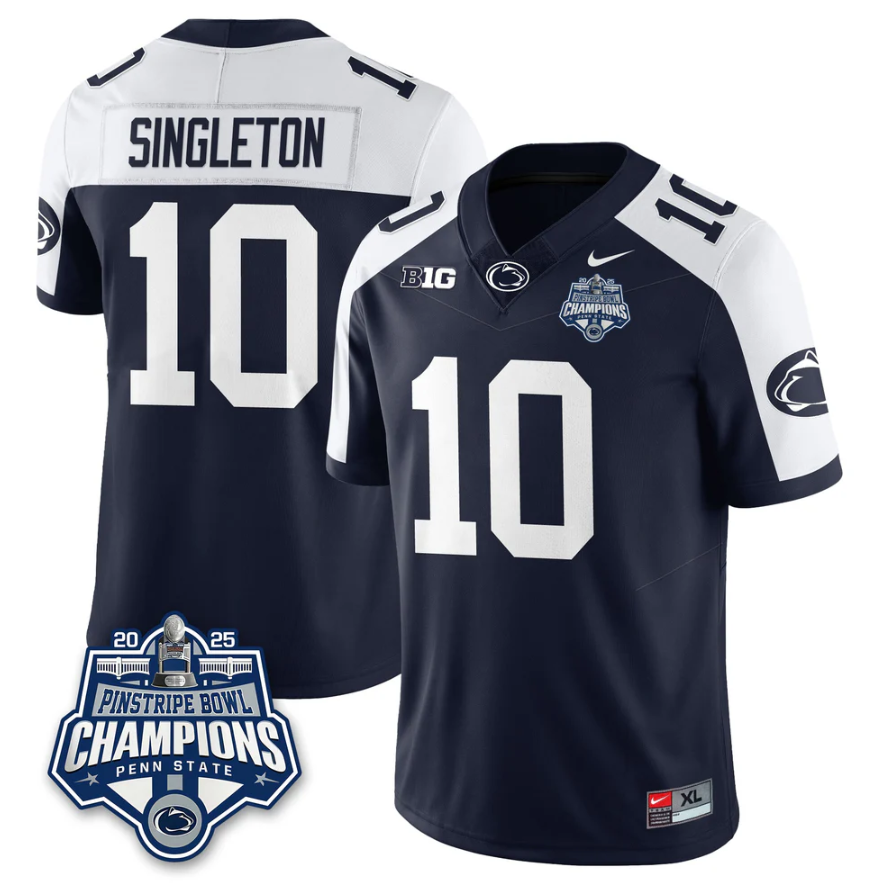 Nick Singleton Jersey #10 Penn State 2025 Pinstripe Bowl Champions