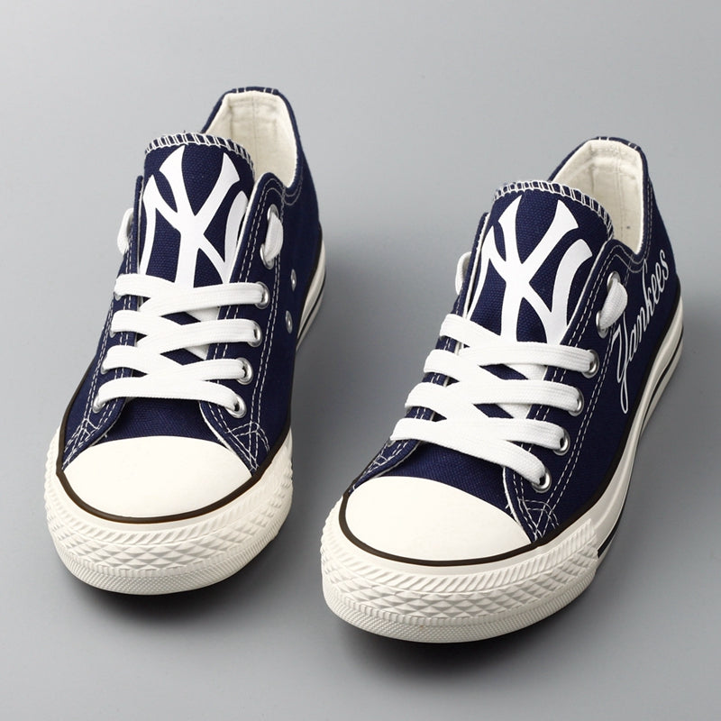 New York Yankees Limited Print MLB Baseball Fans Low Top Canvas Shoes Sport Sneakers T-D815L