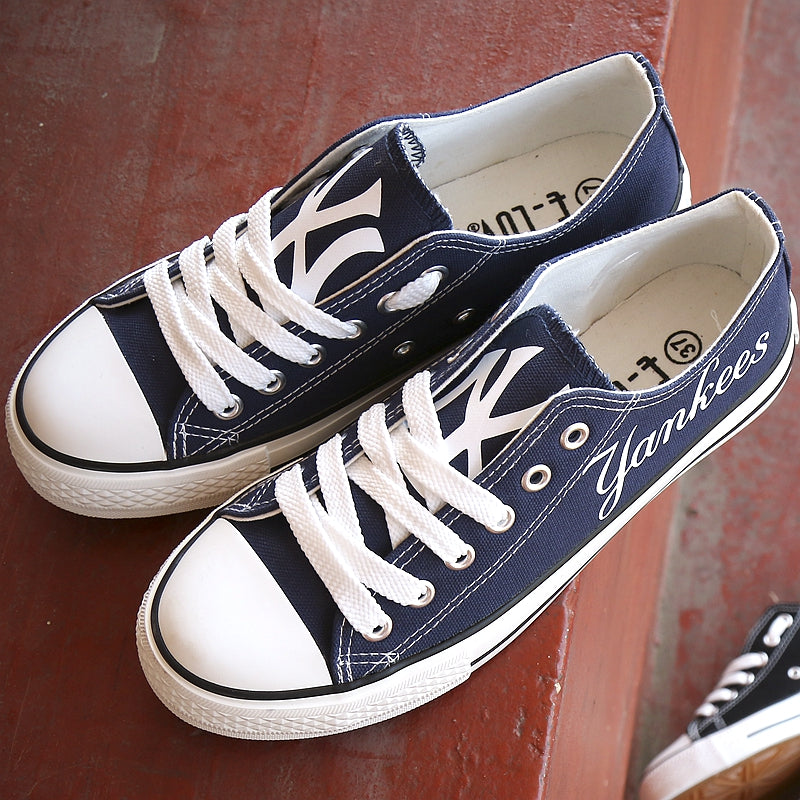 New York Yankees Limited Print MLB Baseball Fans Low Top Canvas Shoes Sport Sneakers T-D815L