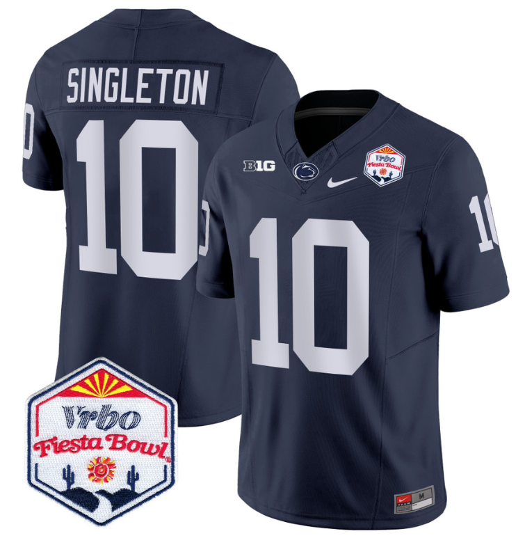 Nicholas Singleton Jersey #10 Penn State 2024 Fiesta Bowl Patch Navy