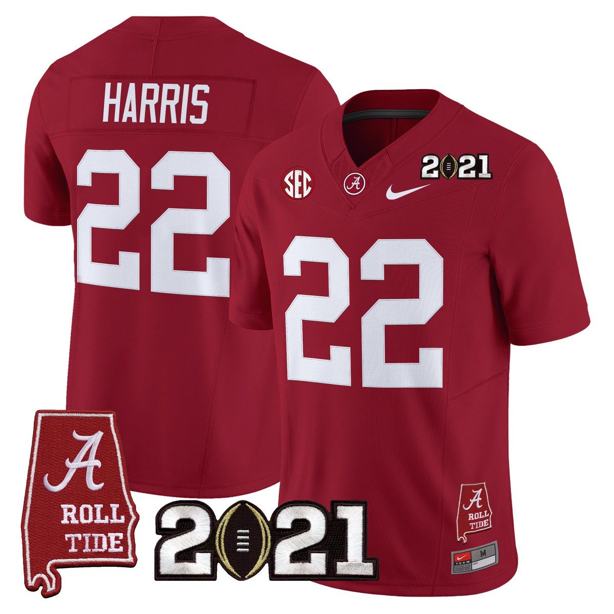 Najee Harris Jersey #22 Alabama 2021 CFP Championship Alabama Map Crimson