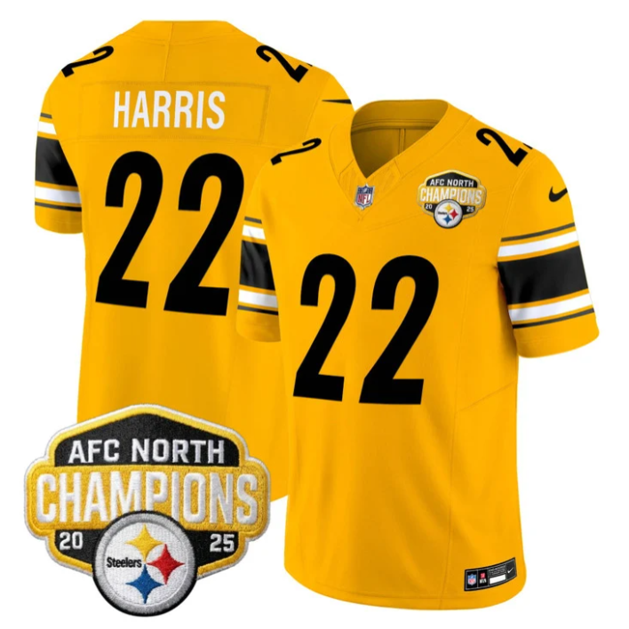 Najee Harris Jersey #22 AFC North Division Champions 2025 Stitched Gold