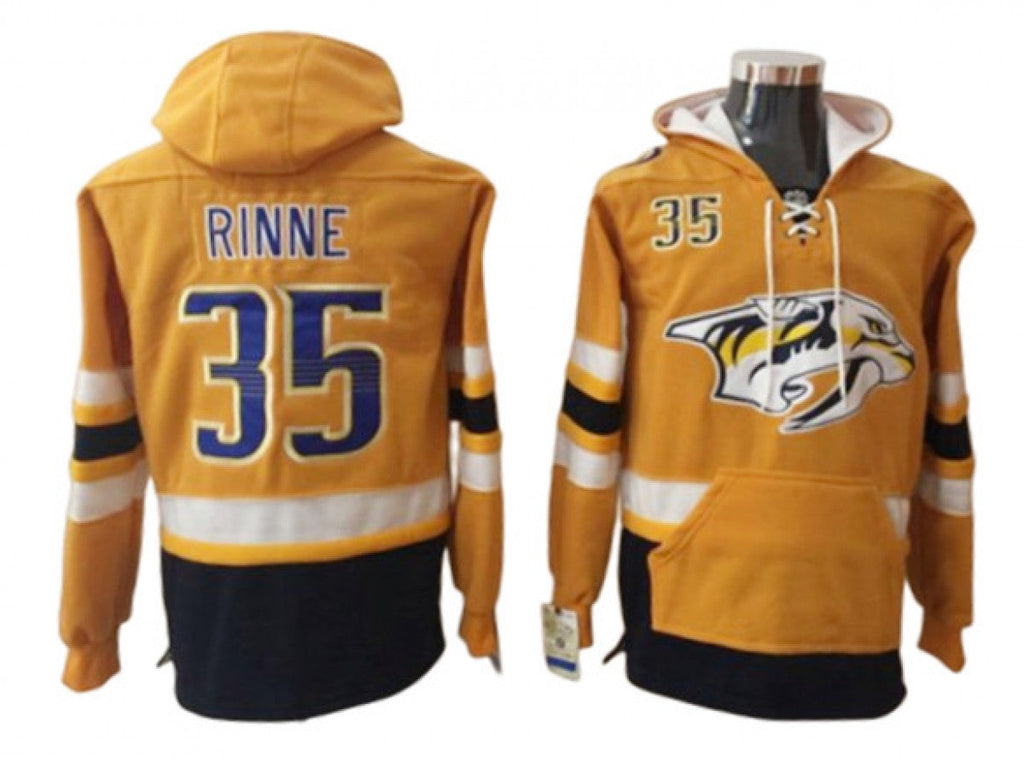 Nashville Predators #35 Pekka Rinne Gold One Front Pocket Pullover Hoodie