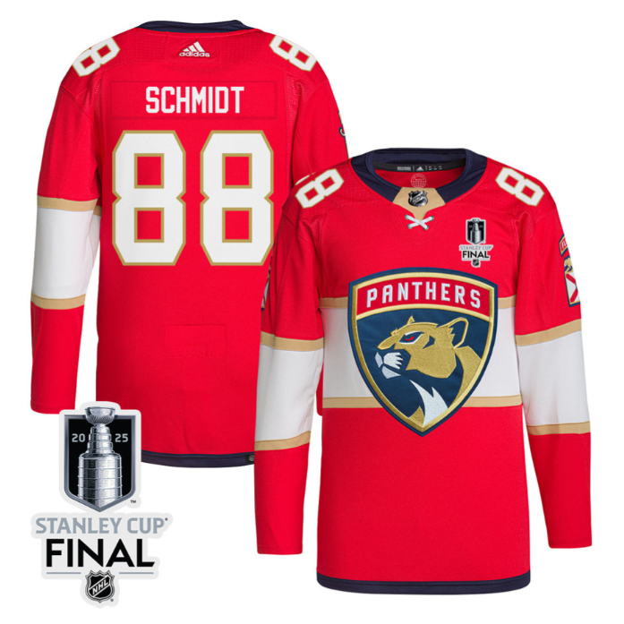 Nate Schmidt 88 Florida Panthers 2025 STANLEY CUP Final Patch Home Men Jersey Red