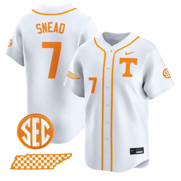 Nate Snead Jersey #7 Tennessee Vols 2025 Premier Limited Stitched White