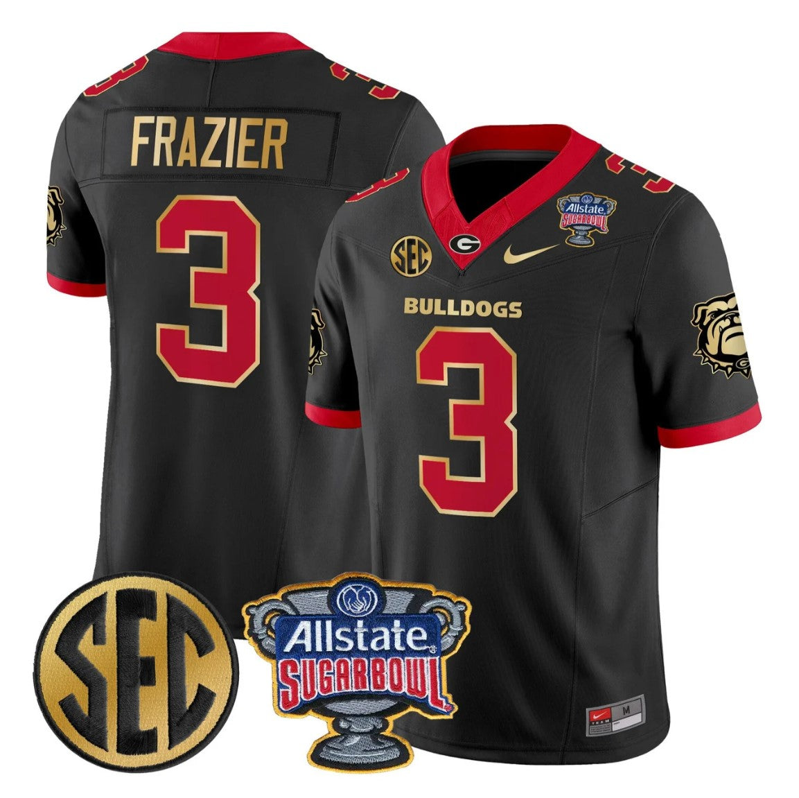 Nate Frazier Jersey #3 Georgia Bulldogs Sugar Bowl Patch Stitched