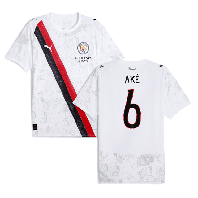 Nathan Ake 6 Manchester City 2025-26 Match Jersey – White