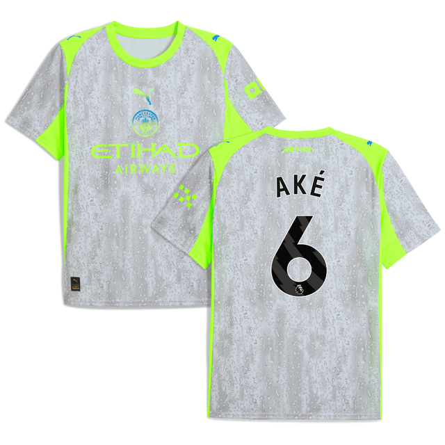 Nathan Ake 6 Manchester City 2025-26 Third Men Jersey – Gray