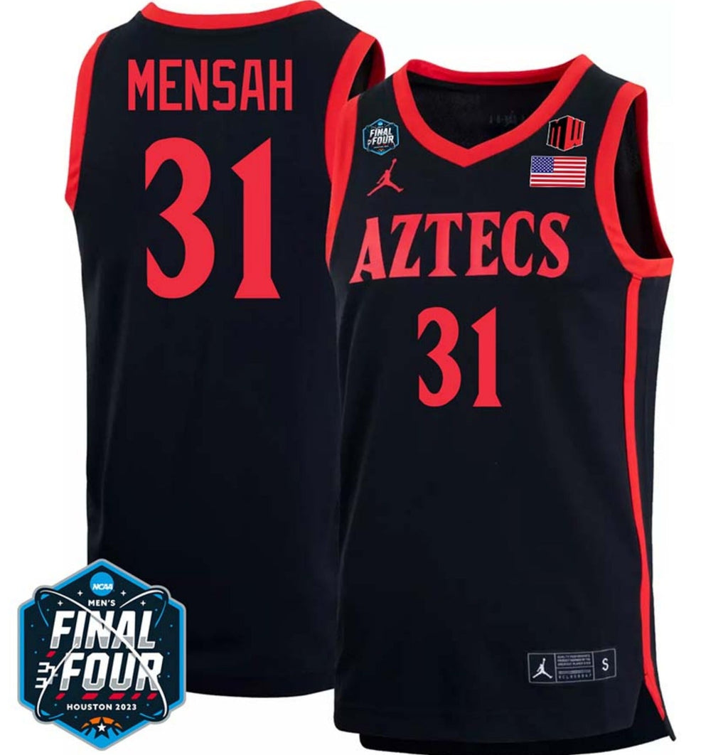 Nathan Mensah Jersey San Diego State Aztecs College Basketball 2023 NCAA Final Four Black #31