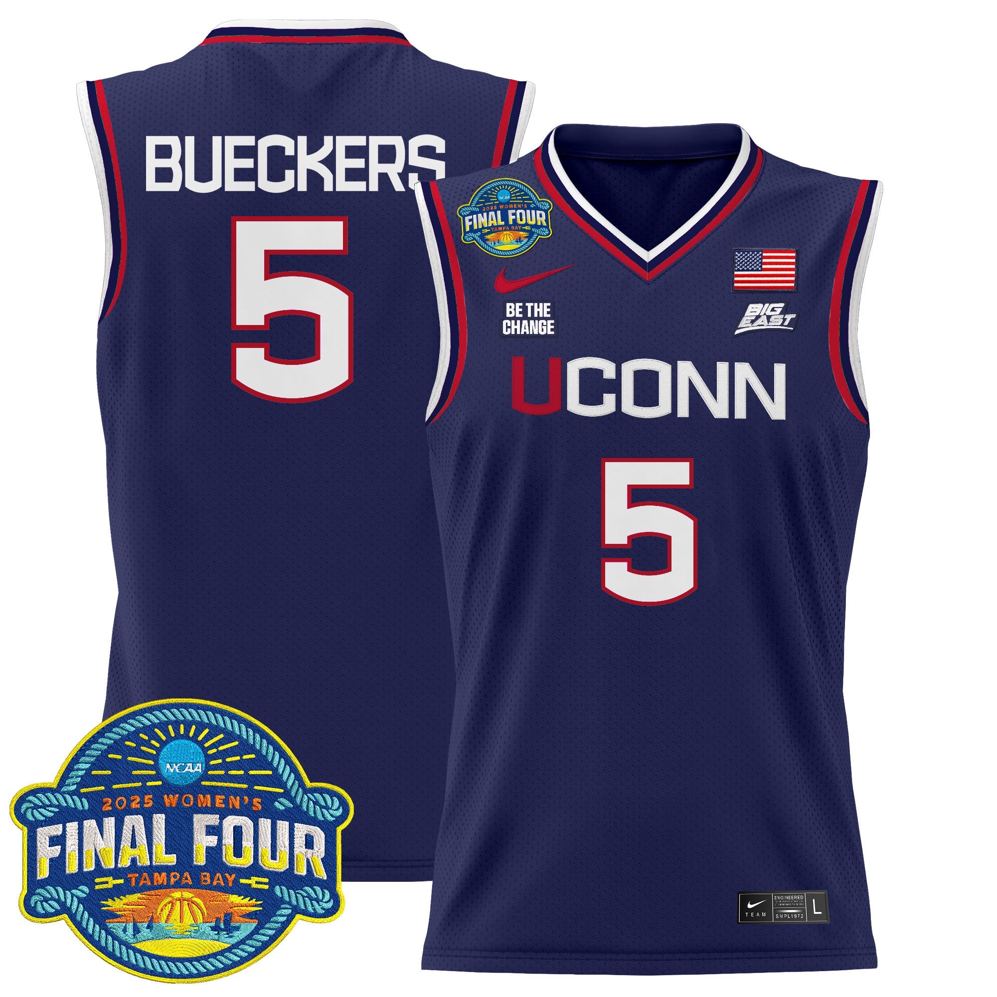 Paige Bueckers Jersey #5 UConn Huskies 2025 Big Eat Final Four Patch Navy