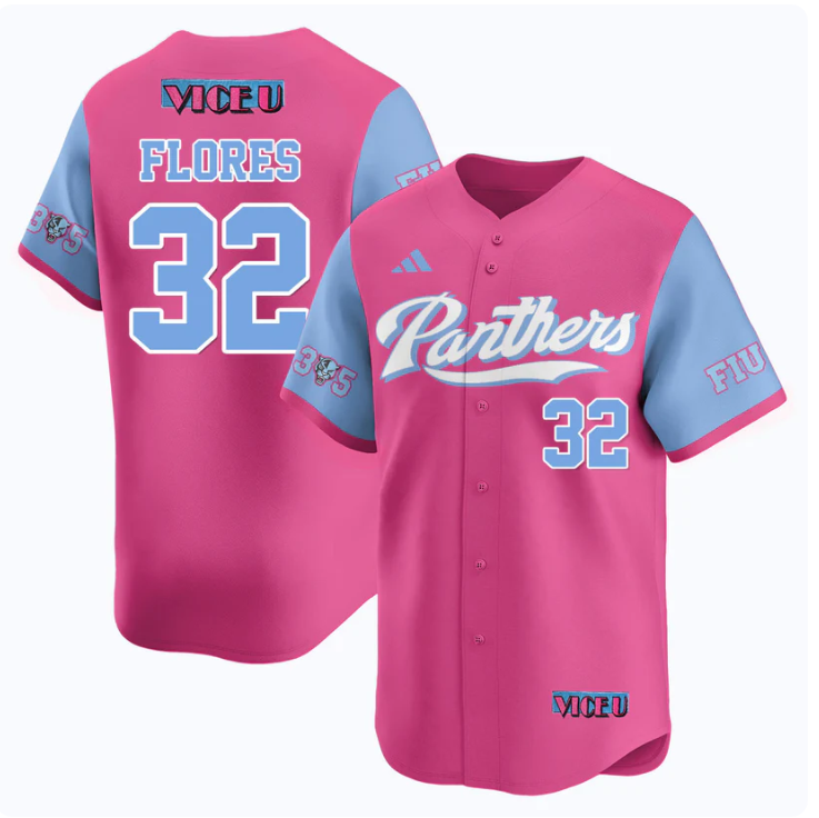 Nelson Rivera Flores Jersey #32 FIU Baseball 2025 Vice U Stitched Pink