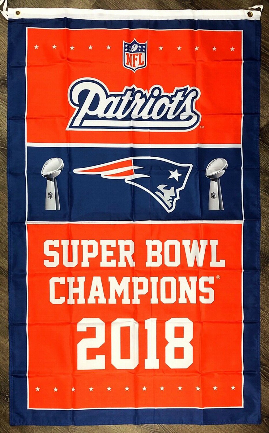 New England Patriots Super Bowl Championship Flag 3x5 ft Sports Banner Man-Cave Vertical