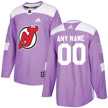 New Jersey Devils Purple Pink Custom Hockey Fights Cancer Practice Jersey