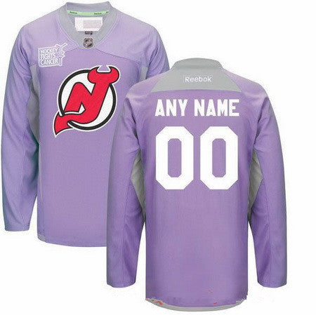 New Jersey Devils Purple Pink Custom Reebok Hockey Fights Cancer Practice Jersey