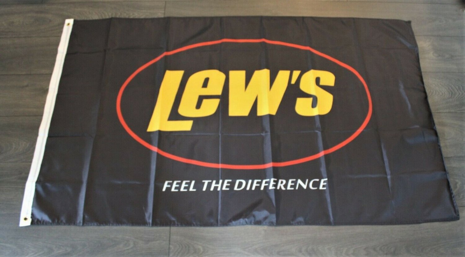 New Lews Banner Flag Fishing Rods Rod Reel Bait Shop Man Cave Marina Store Dock 3x5ft