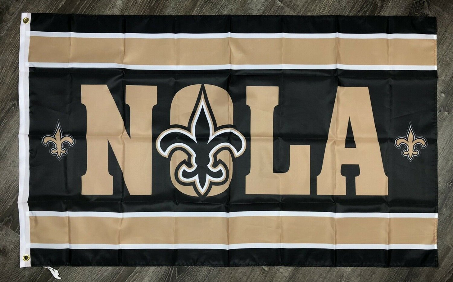 New Orleans Saints Nola Flag 3x5 ft Black Football Banner Man-Cave Garage