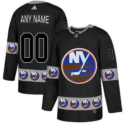 New York Islanders Custom Black Team Logos Fashion Jersey