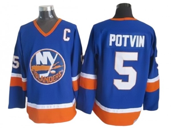New York Islanders #5 Denis Potvin Vintage CCM Jersey - Blue