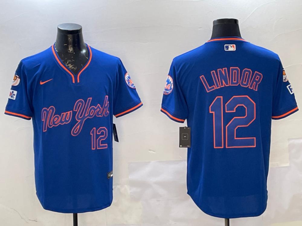 New York Mets Francisco Lindor Royal Throwback Fashion Jersey