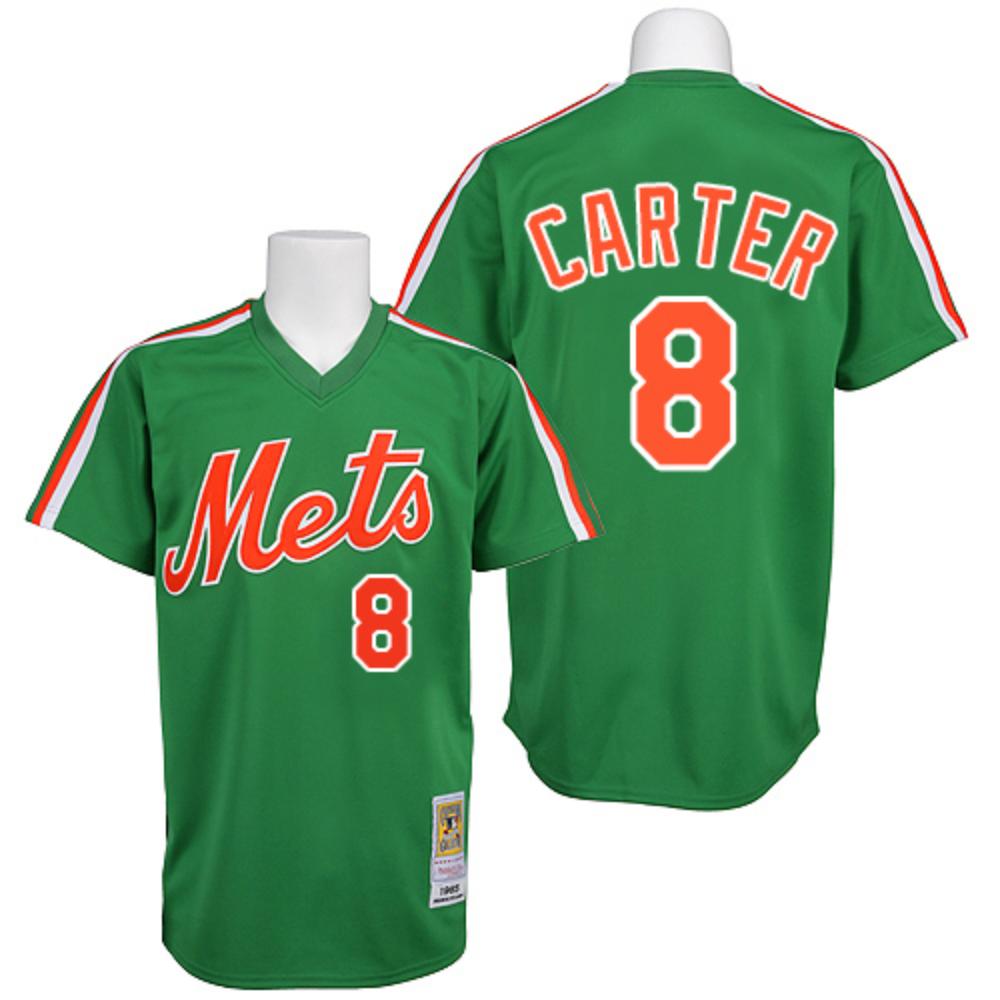 New York Mets Gary Carter Green 1985 Throwback Pullover Jersey