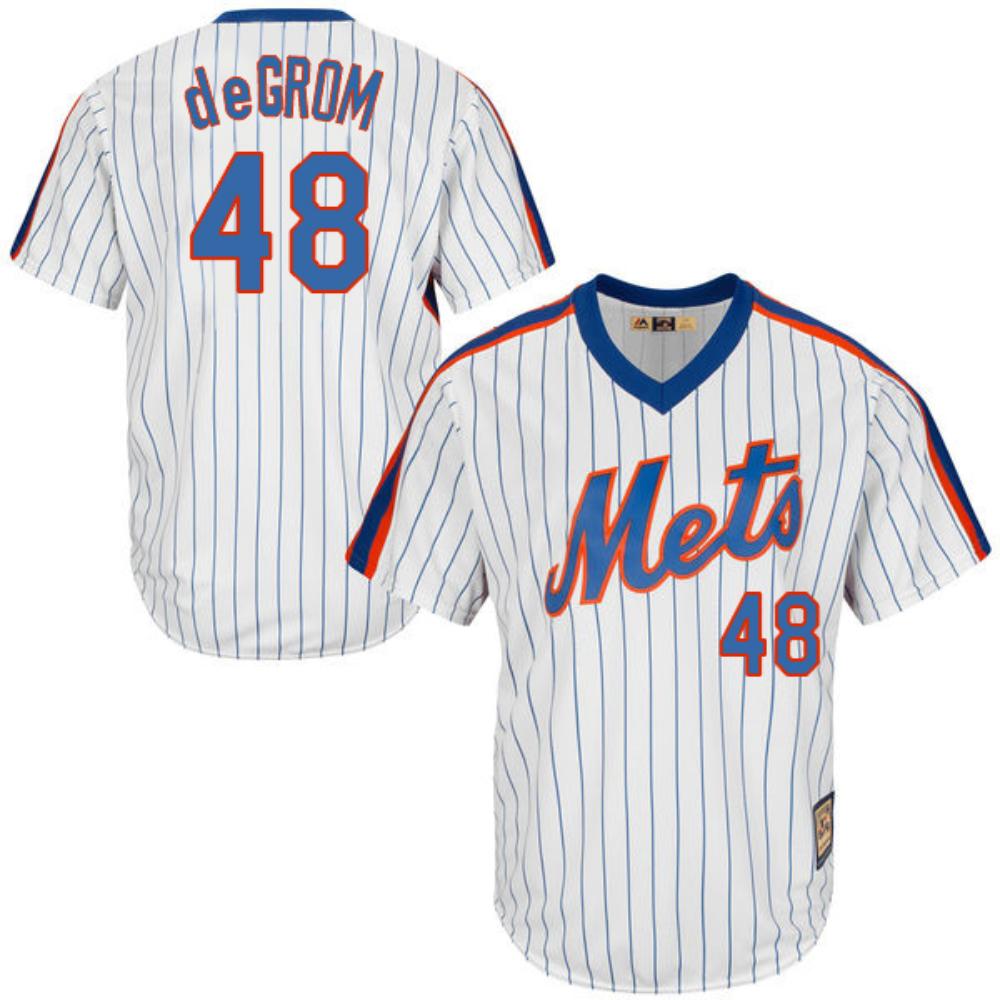 New York Mets Jacob deGrom White Throwback Pullover Jersey