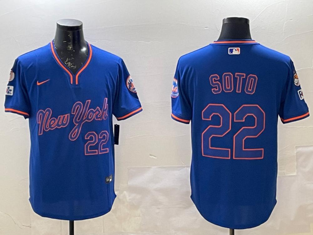 New York Mets Juan Soto Royal Throwback Fashion Jersey