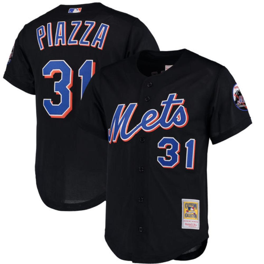 New York Mets Mike Piazza Black Throwback Mesh Jersey