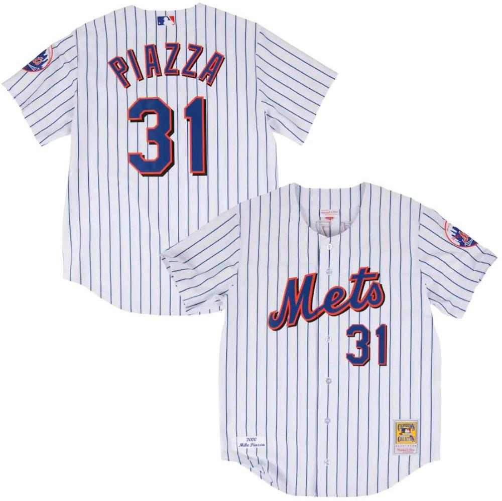 New York Mets Mike Piazza White 2001 Throwback Jersey
