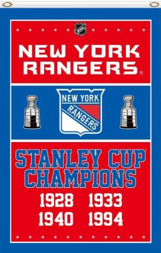 New York Rangers Flag 4 Times Stanley Cup Champions 3X5Ft Polyester Digital Print Banner USA