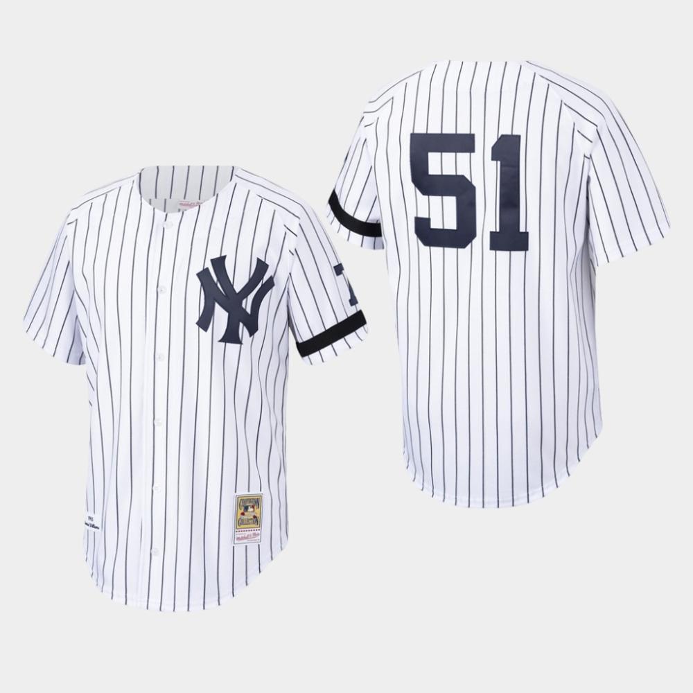 New York Yankees Bernie Williams White Throwback Jersey