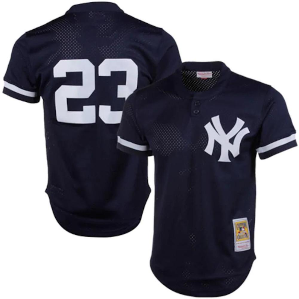 New York Yankees Don Mattingly Navy Throwback Mesh Pullover Jersey