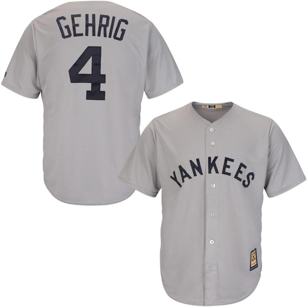 New York Yankees Lou Gehrig Gray Throwback Jersey