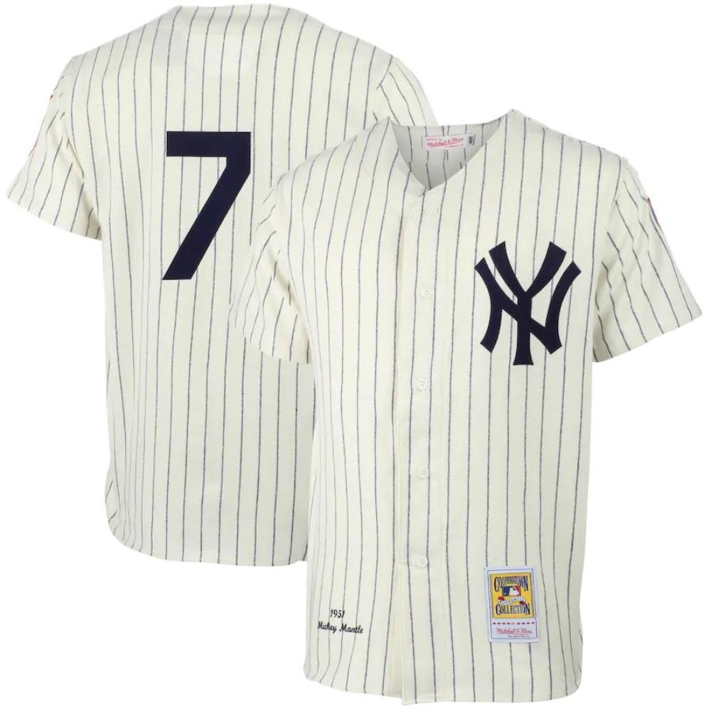 New York Yankees Mickey Mantle Cream 1951 Throwback Jersey