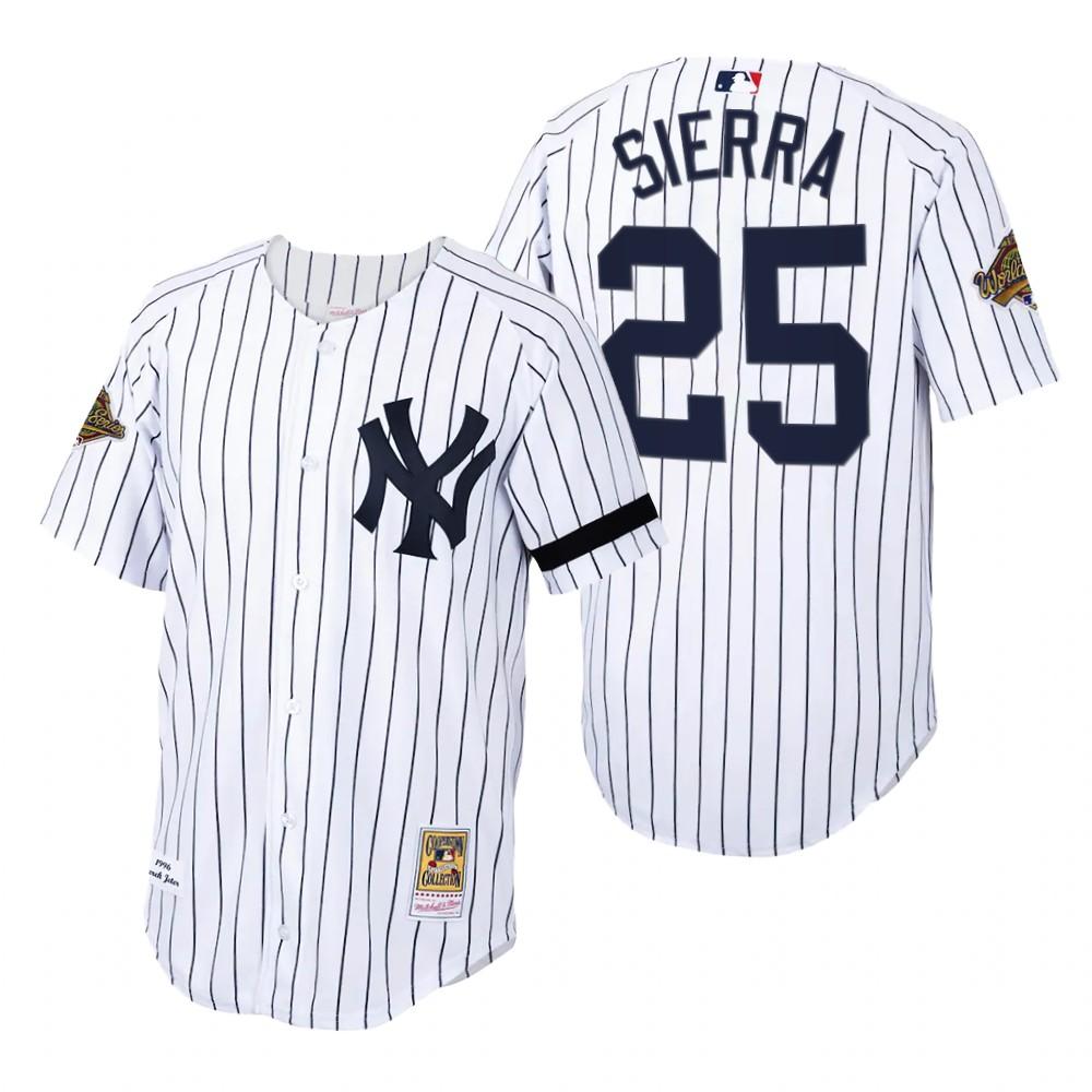 New York Yankees Ruben Sierra White 1996 World Series Throwback Jersey