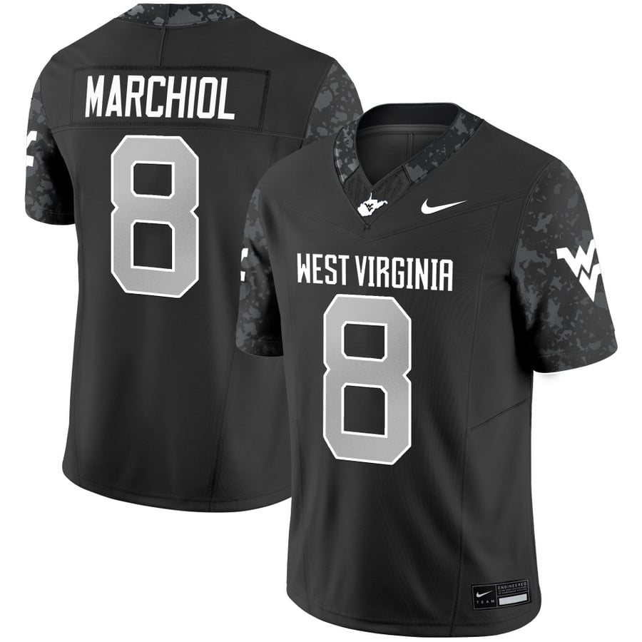 Nicco Marchiol Jersey #8 West Virginia Mountaineers 2025 Vapor Stitched Coal