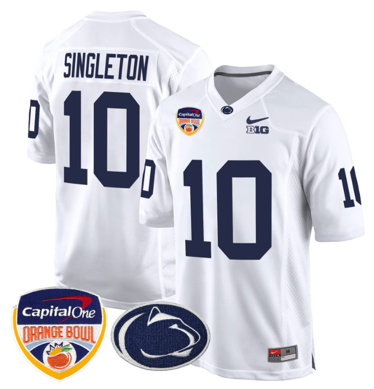 Nicholas Singleton Jersey #10 Custom Penn State Orange Bowl Patch Navy