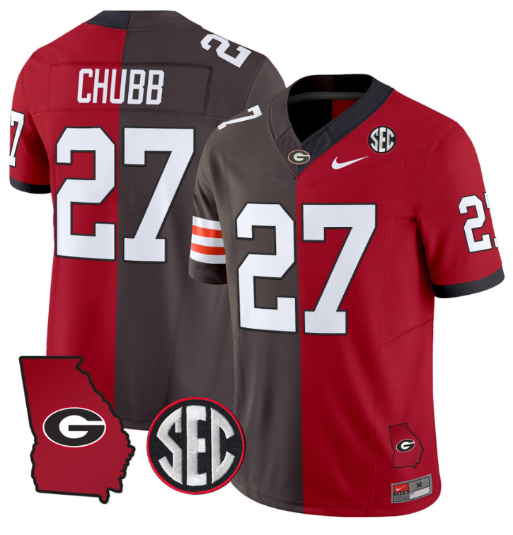 Nick Chubb Jersey #27 Georgia Bulldogs Split Vapor Limited Football Stiched