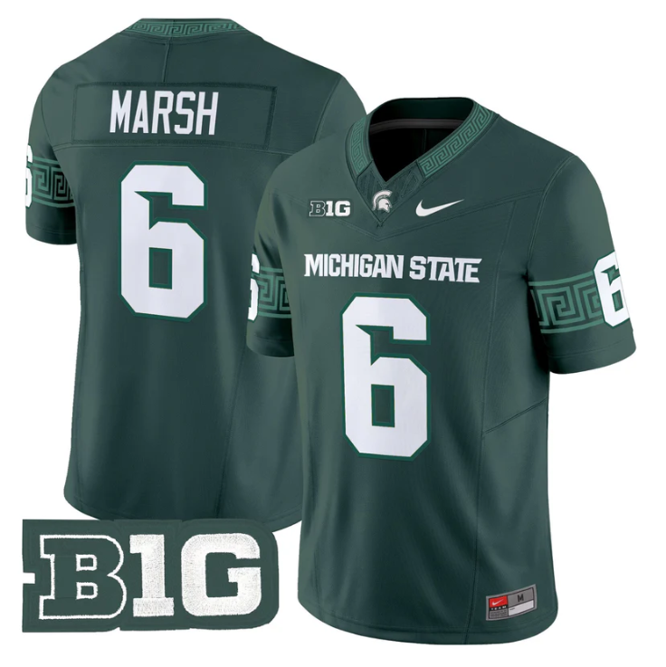 Nick Marsh Jersey #6 Michigan State Spartans 2025 Vapor Stitched Green