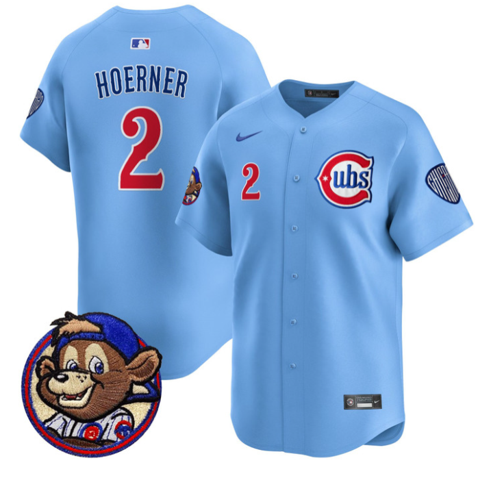 Nico Hoerner Jersey #2 Chicago Cubs Clark Patch Vapor Premier Limited Stitched Blue