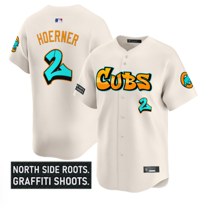 Nico Hoerner Jersey #2 Chicago Cubs Graffiti North Side Edition Stitched Cream