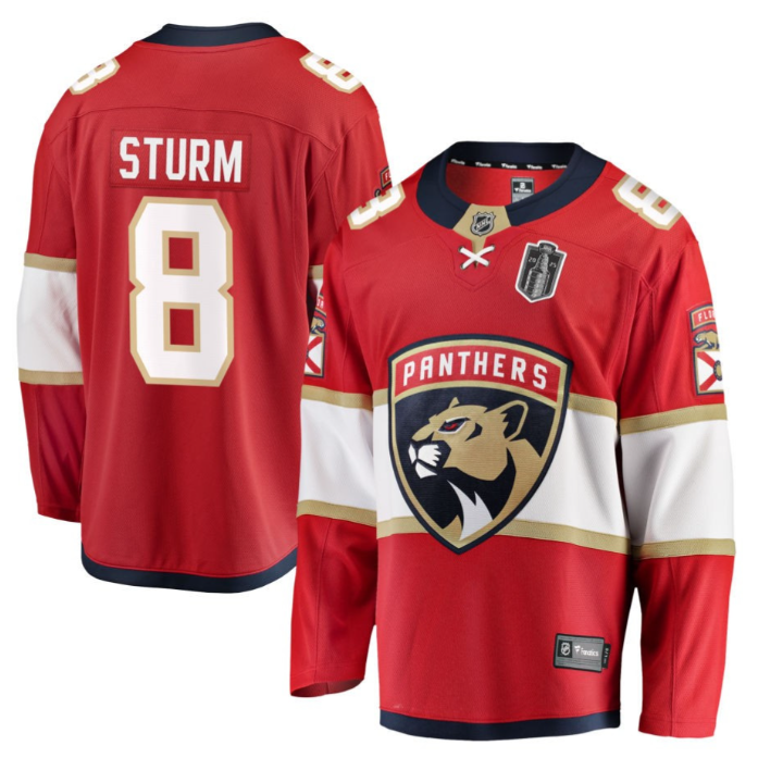 Nico Sturm 8 Florida Panthers 2025 Stanley Cup Final Home Breakaway Men Jersey Red