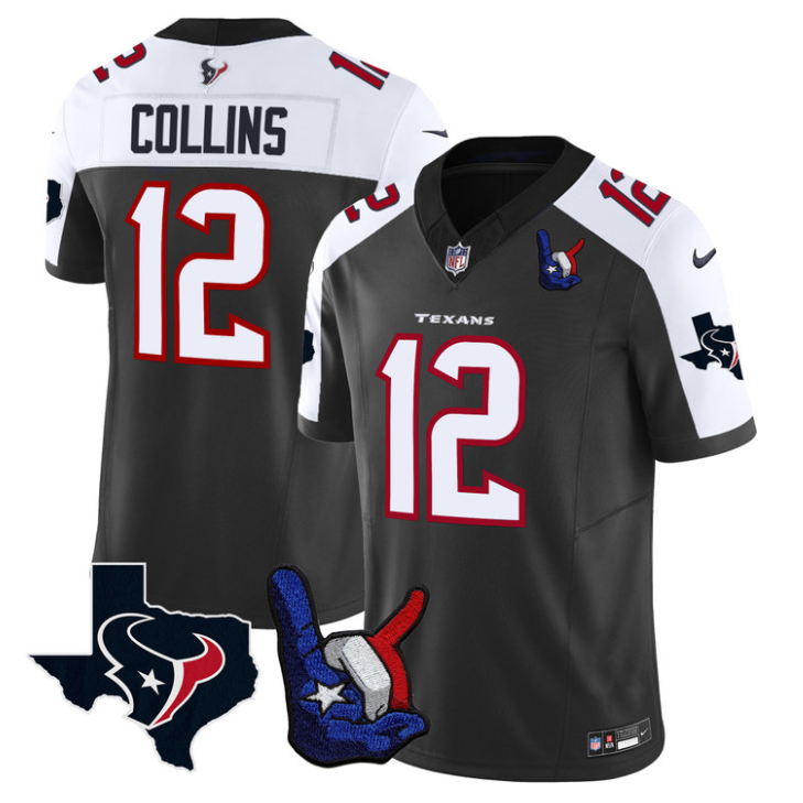 Nico Collins Jersey #12 Hand Sign Throwing Up Patch Limited Stitched