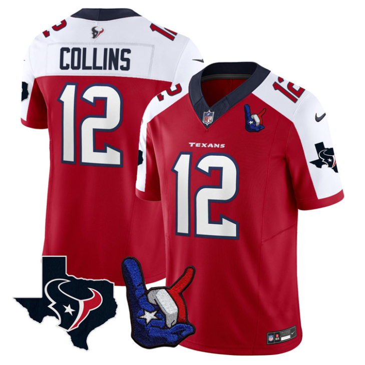 Nico Collins Jersey #12 Hand Sign Throwing Up Patch Limited Stitched