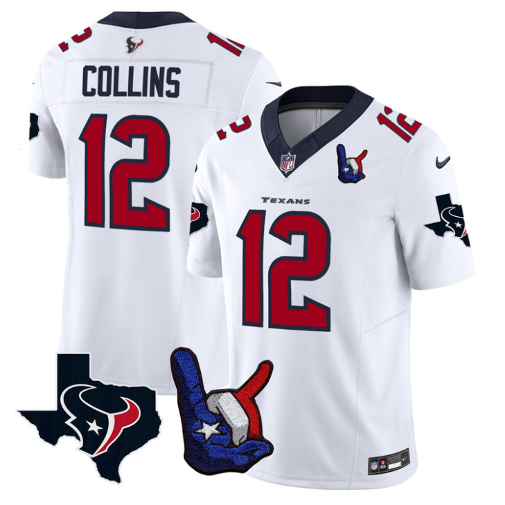 Nico Collins Jersey #12 Hand Sign Throwing Up Patch Limited Stitched