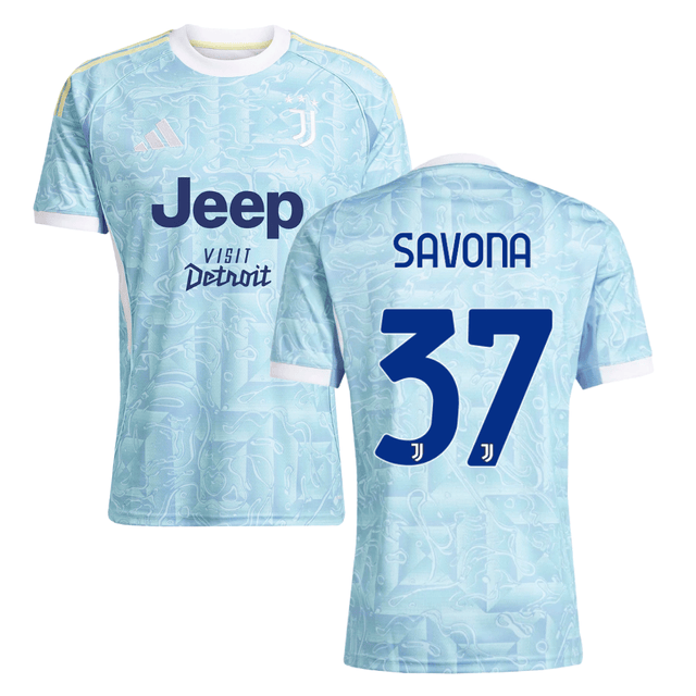 Nicolò Savona 37 Juventus 2025-26 Away Match Jersey – Light Blue